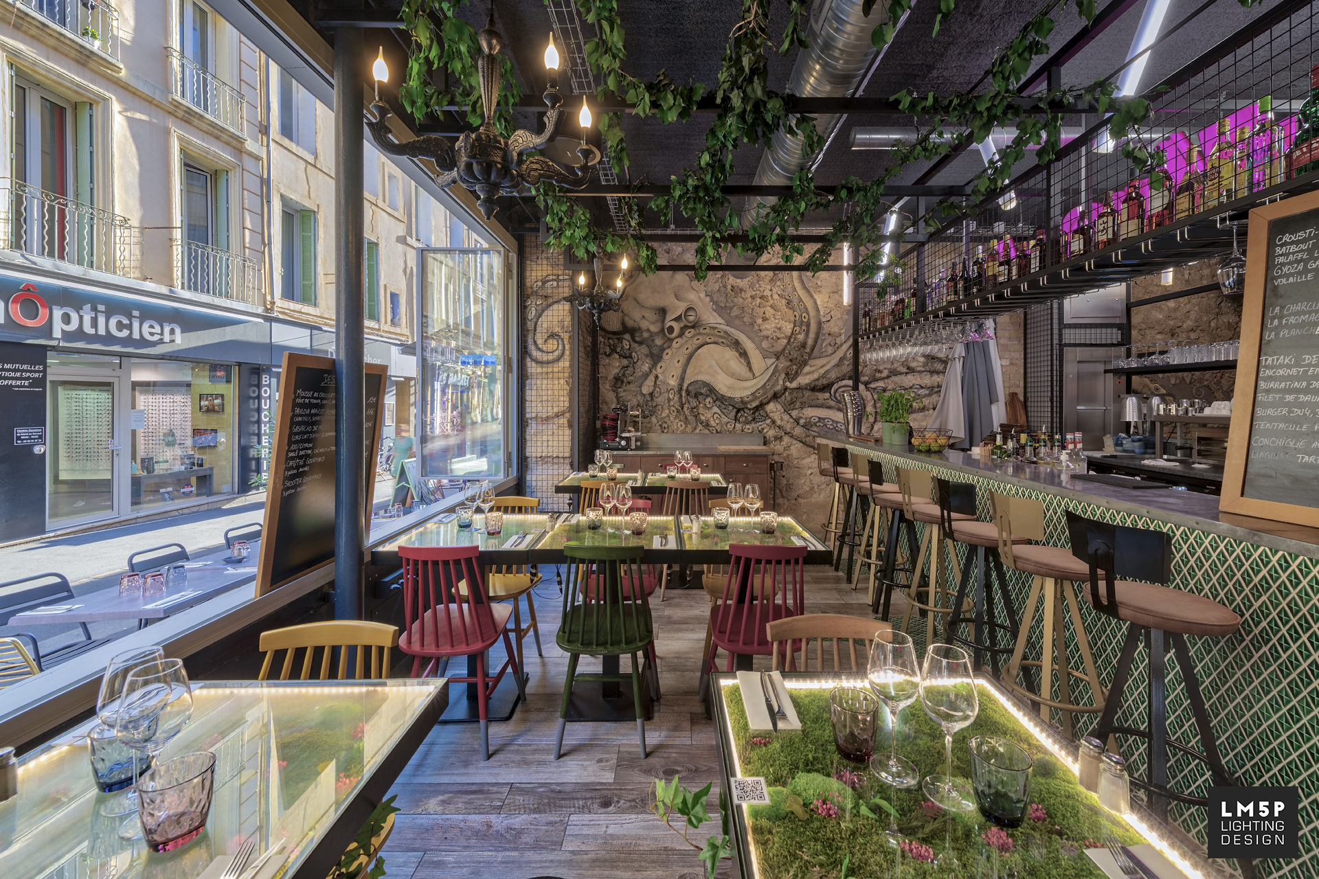 Restaurant le quatre aix en provence eclairer par LM5P